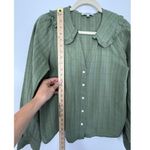 Madewell  Ruffle-Collar Button-Up Shirt in Syril Plaid Women 2 Olive Green Cotton Photo 6