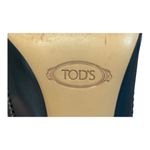 Tod's Leather Peep Toe Heels Italian Navy Blue Designer Pumps Shoes Size 39 8.5 Photo 10