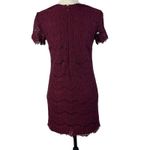 Lulus  X-Small Lace Shift Mini Dress Take Me to Brunch Rounded Neck Burgundy Photo 5