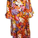 Tallulah Kate Puff Sleeve Bright Floral Tiered Mini Shift Dress 2X Orange Photo 3