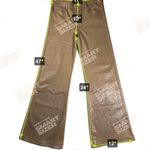 Paige  Leenah Coated Metallic Shimmer High Rise Wide Leg Jeans Latte Tan Size 32 Photo 9