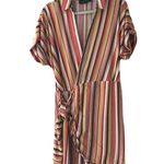 Eloquii womens shorts romper, bright tangerine and coral stripes size 14 Photo 1