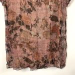 Silk Floral Ruffle Front Layered Sheer Top Size M Photo 7
