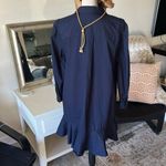 Cynthia Rowley navy 100% cotton pop over long sleeve shirt dress ruffle hem M‌ Photo 7