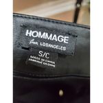 Hommage Women Solid Black Polyurethane Pull On A-Line Knee Length Skirt Size S Photo 4