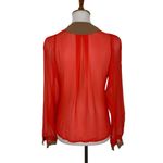 Sam And Lavi Red Sheer Blouse XS‎ Long Sleeve Boho Romantic Holiday Party Photo 2