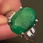 Woman green jade S925 silver ring size 6.5 Photo 6