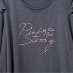 Livi Active “Pink is the New Strong” Gray Cold Shoulder Sweatshirt Size 18 Photo 4