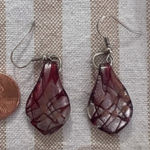 Glass Red and Silver Dangly‎ Earrings Photo 0