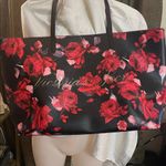 Victoria's Secret  Black Tote with Red Floral Design Photo 2