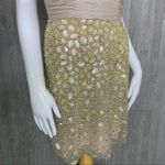 Nwt Eleni Elias beaded stone gold glitter strapless formal prom night out dress Tan Size 6 Photo 10