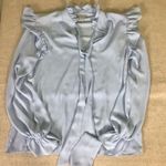 Belle Sky  Women Blouse Med NWT Blue ruffle Shirt Feminine Flowy office attire Photo 2