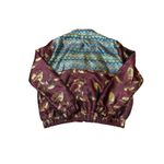 H&M Women Metallic Embroidered Bomber Jacket Zip Size 10 Maroon Gold Blue Photo 6