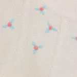 Vintage 90s White Cable Knit Floral Sweater Rosette M Size M Photo 3