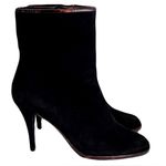 Stuart Weitzman  ‘Lithe’ Black Suede Patent Tortoise Trim Heeled Boots, Size 8.5 Photo 0