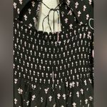 Anthropologie *** Dasha Smocked Black Floral Print Midi Dress Photo 8