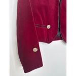 Jones New York Vintage  Burgundy Velvet crop open front Blazer Jeweled Button Med Photo 3