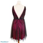 Jovani  Fuschia & Black Glitter Tulle Cocktail Dress Size 4 Photo 5