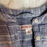 Merona  Small Button Henley Tunic Longsleeve‎ Blue Heather White Blouse Photo 2
