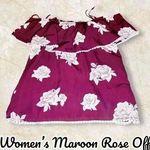 No Boundaries Women’s Maroon Rose Off Shoulder Blouse Photo 1