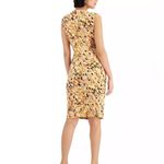 Kasper  abstract print gold ring side gather sheath dress size 14 Photo 1