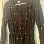 Old Navy Black Midi Dress With Gold Polka Dots Photo 4