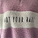 AMP “Not Your Babe” Pink/Purple & White Oversized Fuzzy Sherpa Sweatshirt XS Photo 5