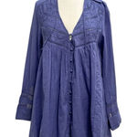 Free People Embroidered Bohemian Western Babydoll Mini Dress Lilac Purple Small Photo 0