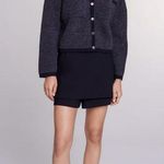 Maje  Mestino Wool Blend Cardigan Collared Sweater Gray Preppy Size 1/Small Photo 0