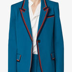 Derek Lam  10 Crosby Twill Contrast Rib Velvet Trim Blazer Size 12 Brie Larson Photo 0