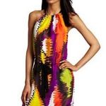 Trina Turk  Halter Wavelengths colorful tie dye sleeveless silk mini Dress 4 Photo 0