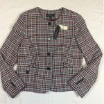 Talbots NWT wool Plaid Women's Blazer Black, White, Pink, green, blue Photo 2