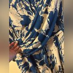 ZARA  Blue and Cream Long Sleeve Dress Photo 11