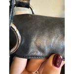 Kate Landry  Black Leather Shoulder Bag Hobo Purse Silver Ring Accents Photo 1