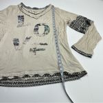POL  Cream Black LOVE Patterned Top Long Sleeve Shirt Womens Size Large Stretch Photo 5