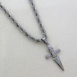 Cross Dagger Pendant Necklace for Men Women Streetwear Hip Hop Unisex Necklace Silver Photo 2