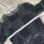 Topshop Patchwork Fringe Top NWT velvet crochet long sleeve crop womens Black (small) Photo 2