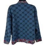 Vintage Icelandic Design Floral Embroidery Wool Cardigan Sweater Blue Size M Photo 10