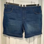 Terra & Sky NWOT  Size 4X Elastic Waist Split Hem Dark Wash Denim Jean Shorts Photo 0