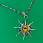 Sun Pendant Necklace for Men Women Streetwear Hip Hop Unisex Necklace Silver Photo 1