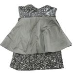 Badgley Mischka Mack & James Dress Womens 8 Grey Sequin Strapless Mini Vintage Gray Photo 1