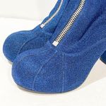 Stella McCartney  Women’s Blue Groove Glitter Zip Ankle Boots Size 10 Photo 1