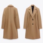 ZARA Camel Wool-Blend Long Coat – Small Photo 8