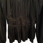 Nine West Black Satin Blouse Milkmaid Top WhimsiGoth Witchy Size Medium Photo 3
