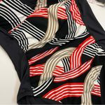 La Blanca Swimsuit One Piece Bustier Style Padded Ruching Geometric Black Red Photo 2