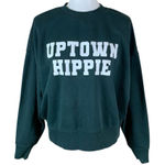 Uptown Hippie Green Graphic Pullover Sweatshirt Small Cozy Streetwear Boho Vibe Photo 0