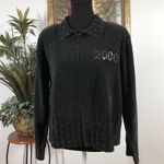 Richard Sport Women LG Cardigan Sweater Long Sleeve Full Zip Gray Knit Y2K Boho Photo 0