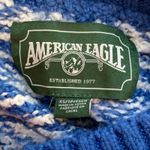 American Eagle NEW Fair Isle Snowdrift Oversized Knit Crop Sweater in Blue White Photo 4