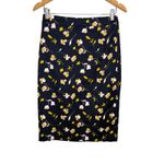Boden Martha Wildflower Navy Pencil Skirt Stretch Floral Lined Women Size 8L Blue Photo 2