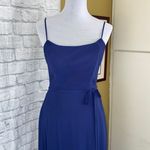 Mori Lee women 6 spaghetti strap fit & flare maxi dress w/side slit & tie belt Photo 1